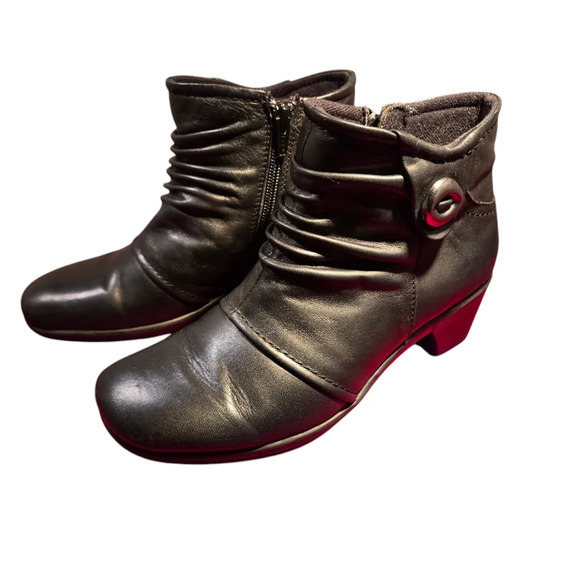 Earth Origins Mallory Black Leather Ruched Ankle Boots Leather Women size 5.5M - Picture 3 of 15